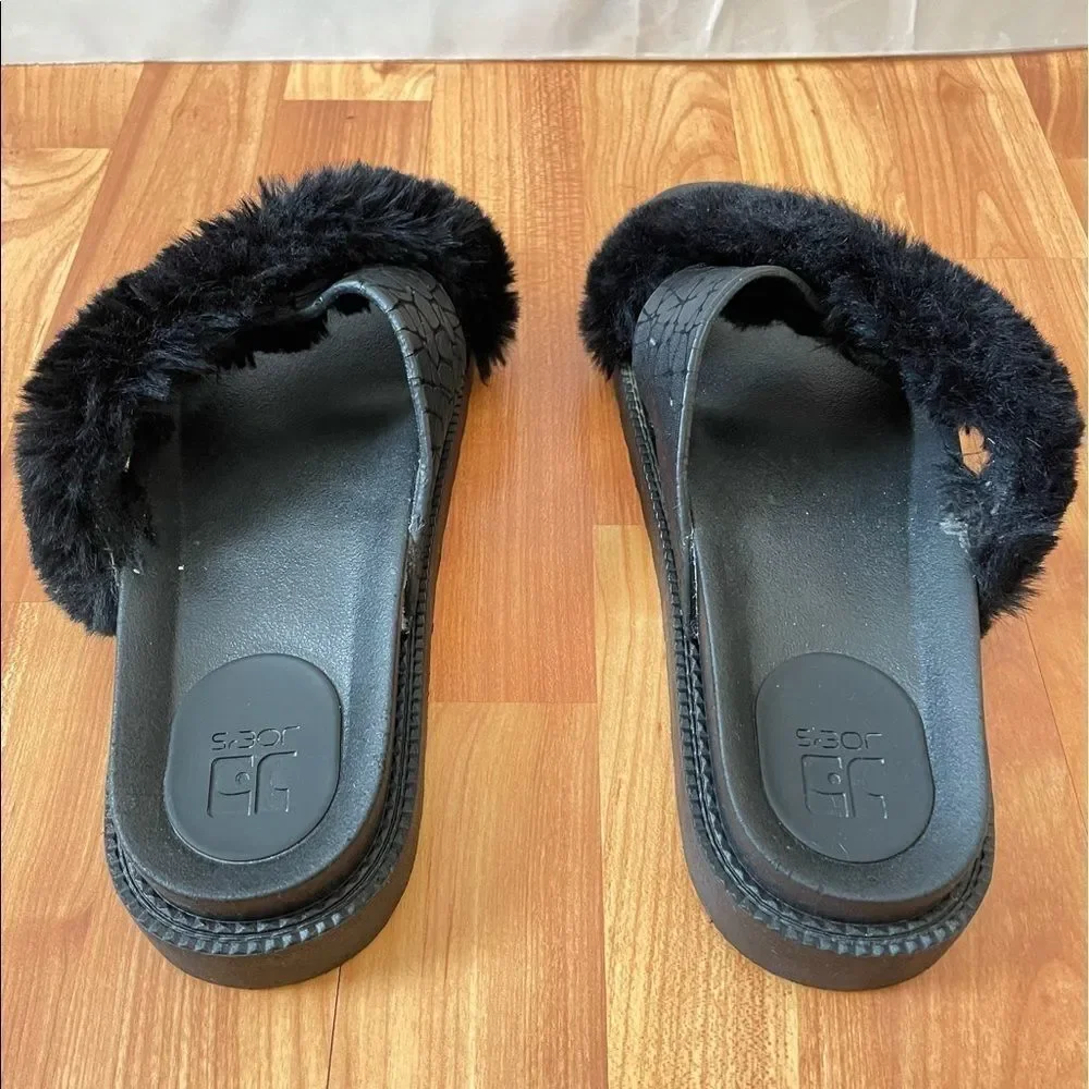 Joe’s Faux Fur black Comfort‎ Slide Sandals
