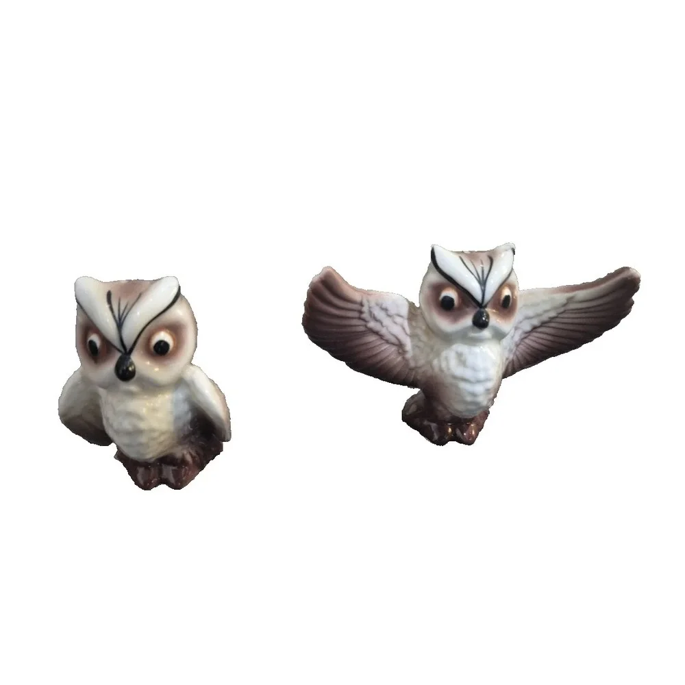 Vintage Ceramic Owl Salt & Pepper Shakers Made in Japan 3 inch‎
