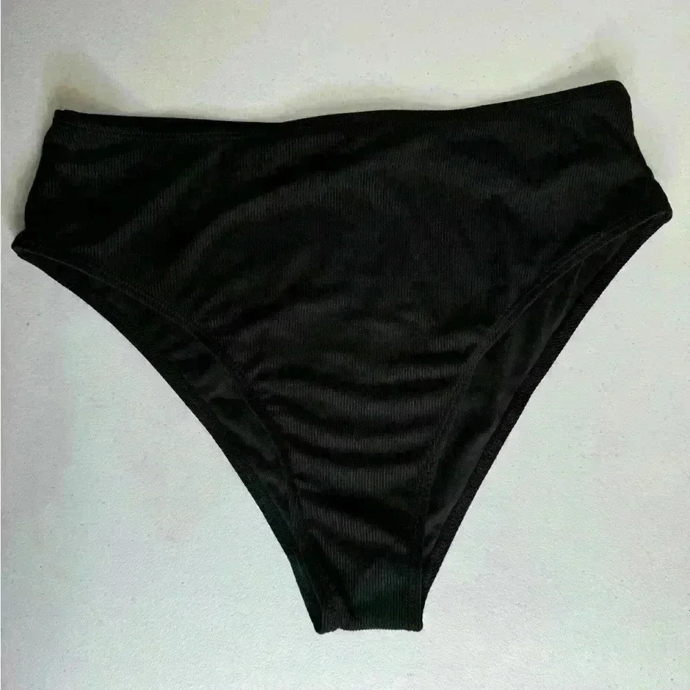 NEW SHEIN black ribbed cheeky swim bottoms, size 2XL