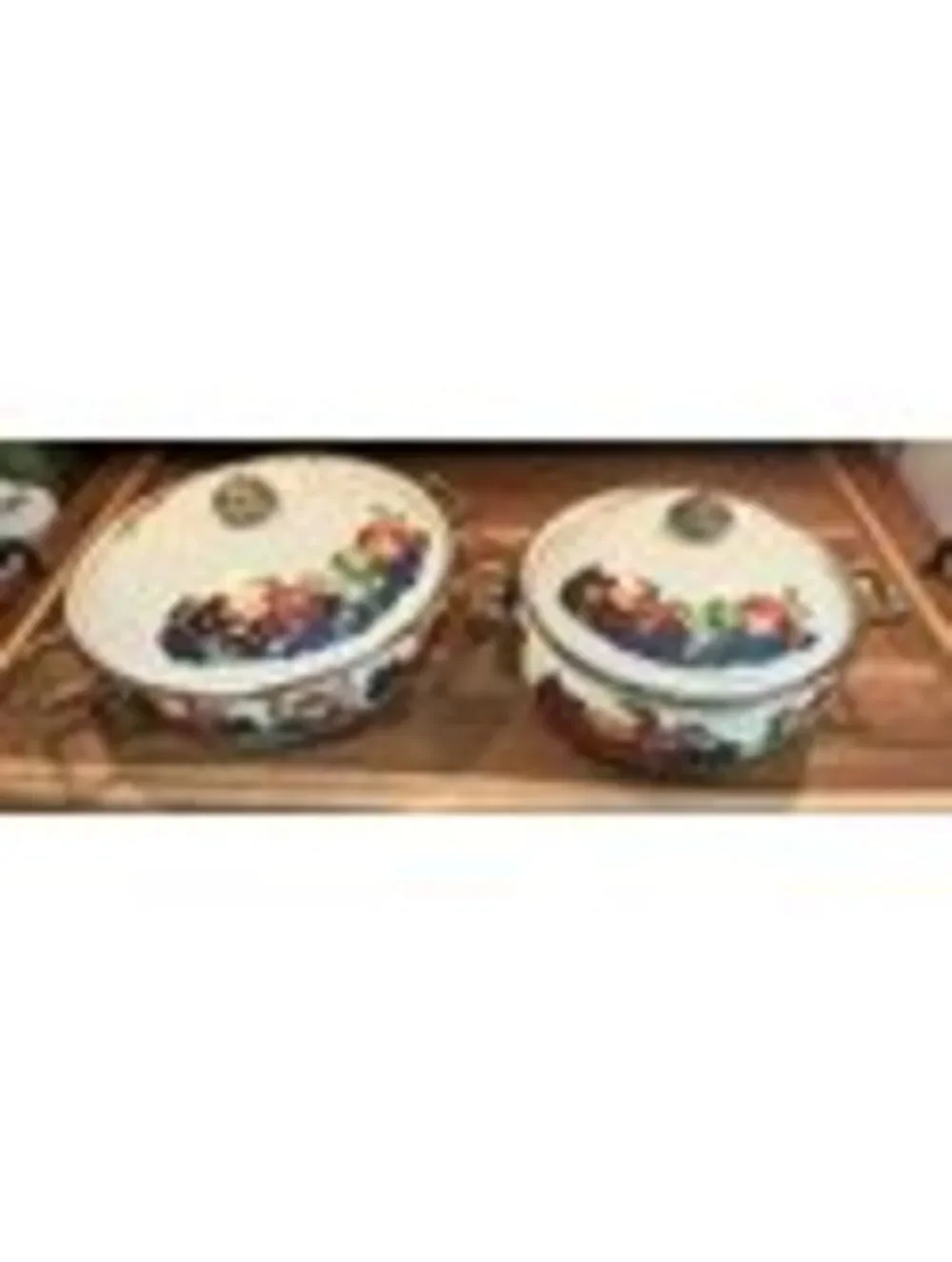 VTG Vintage Lincoware Orchard Royale enamelware casserole dishes
