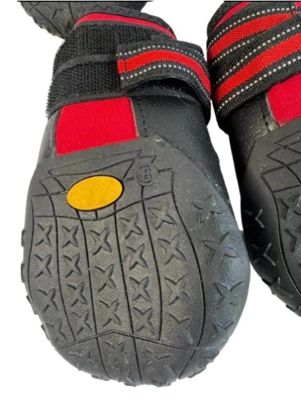 Kids Red and Black Waterproof Dog Boots - Secure Velcro Straps