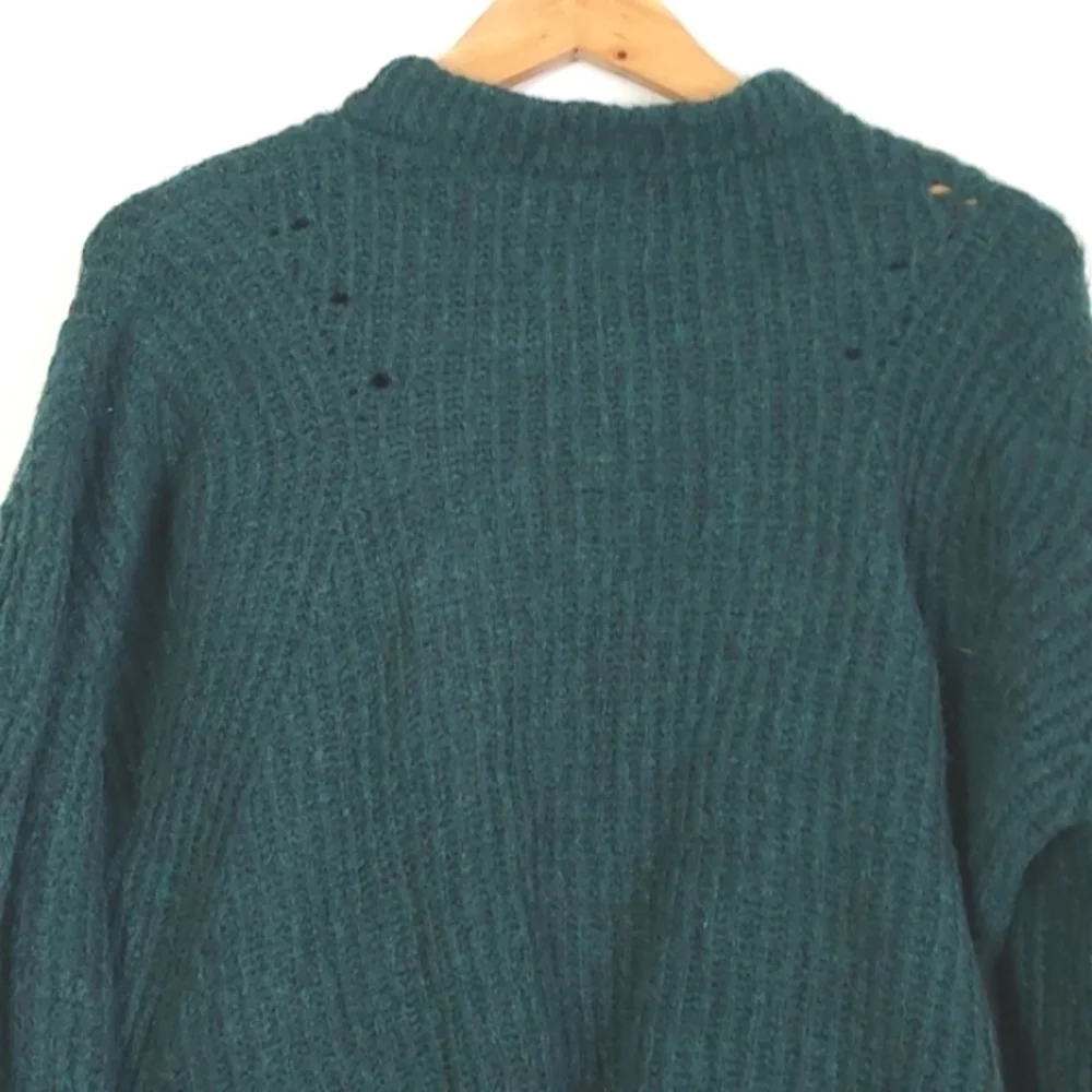 Anine Bing Jolie Pointelle Knit Sweater Green Size XS