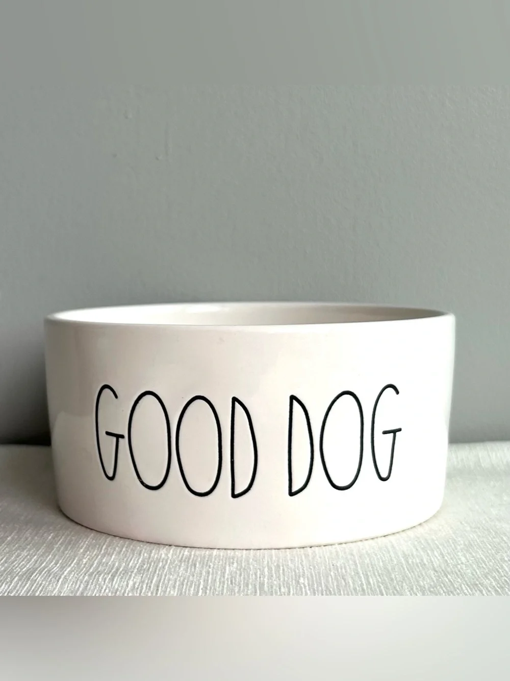 RAE DUNN white ceramic good dog food bowl