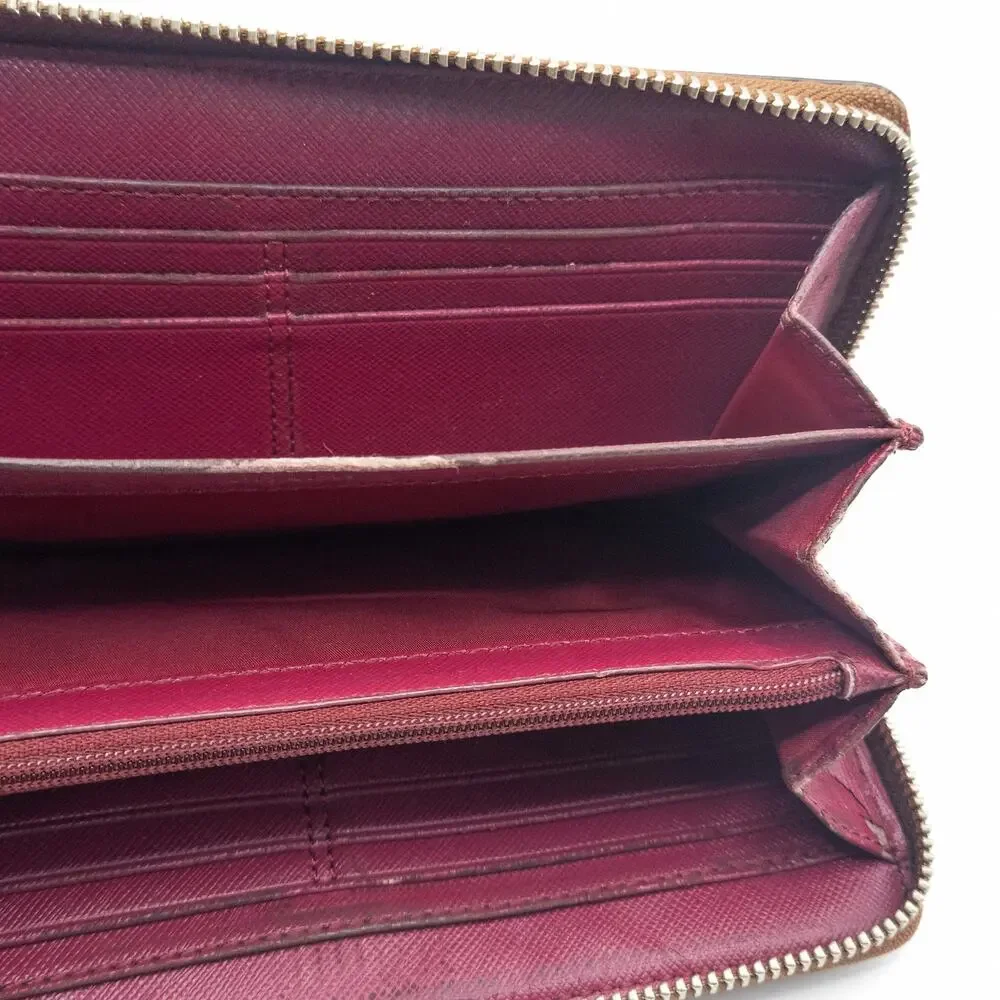 Coach Peyton Signature Accordion Zip Wallet Khaki Monogram Contemporary
