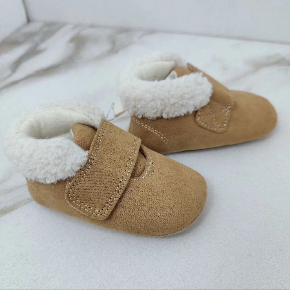 NWT Carter's Baby Boys' Kyro Tan Faux Sherpa Pre Walker Boots, 6-12M