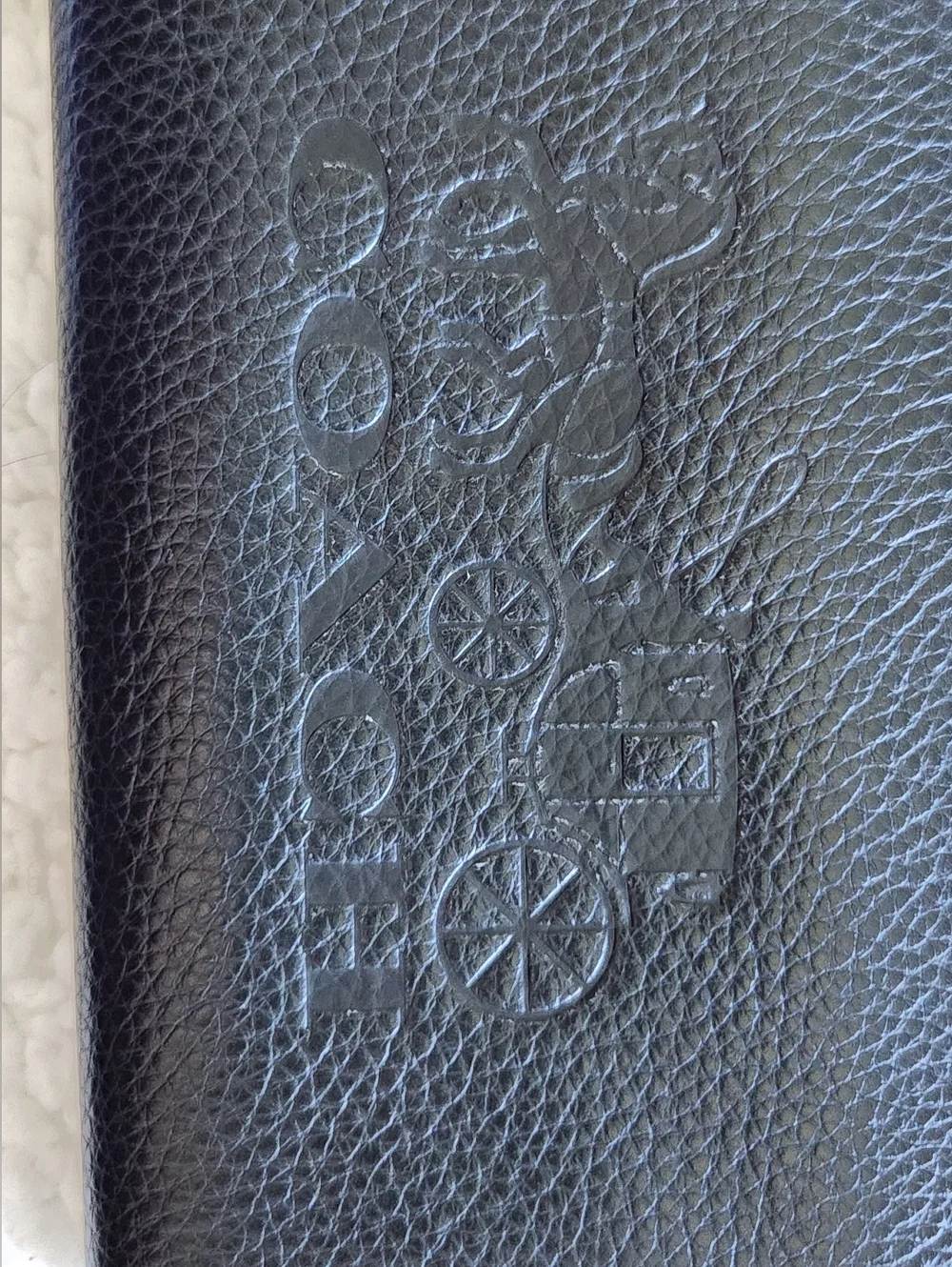 Coach Black Pebbled Leather Wallet/Wristlet with Brown Strap
