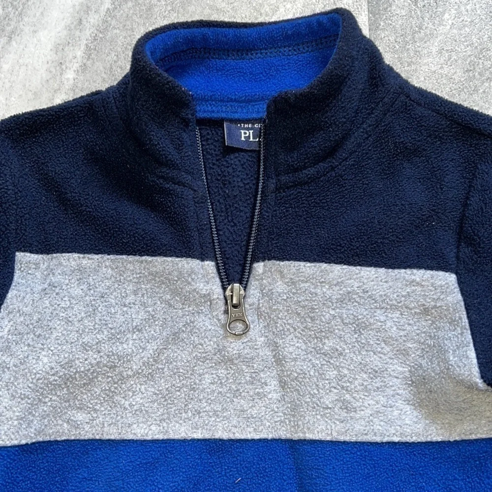 Grey & blue half zip fleece size 2T unisex pullover fleece sweater jacket
