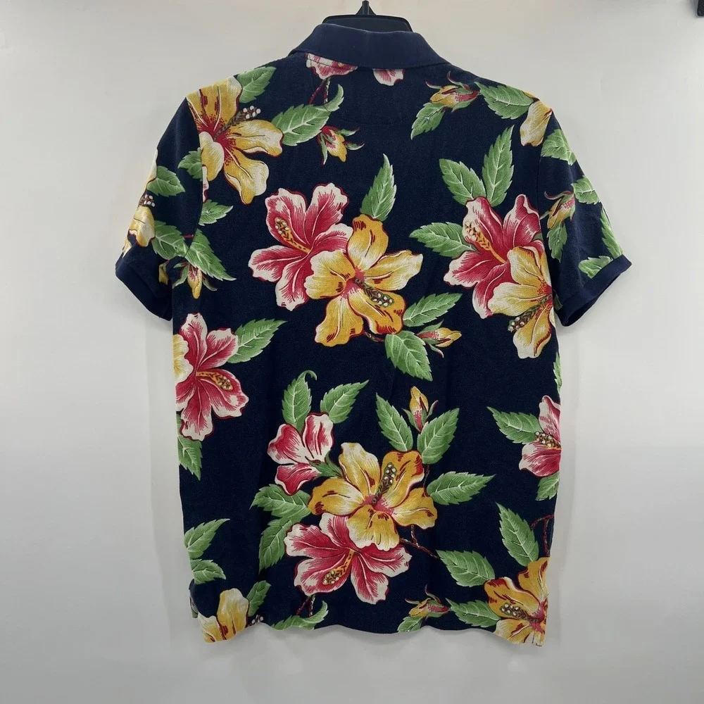 Polo Ralph Lauren Vintage Hibiscus Polo Shirt Mens S Floral Hawaiin Classic Fit