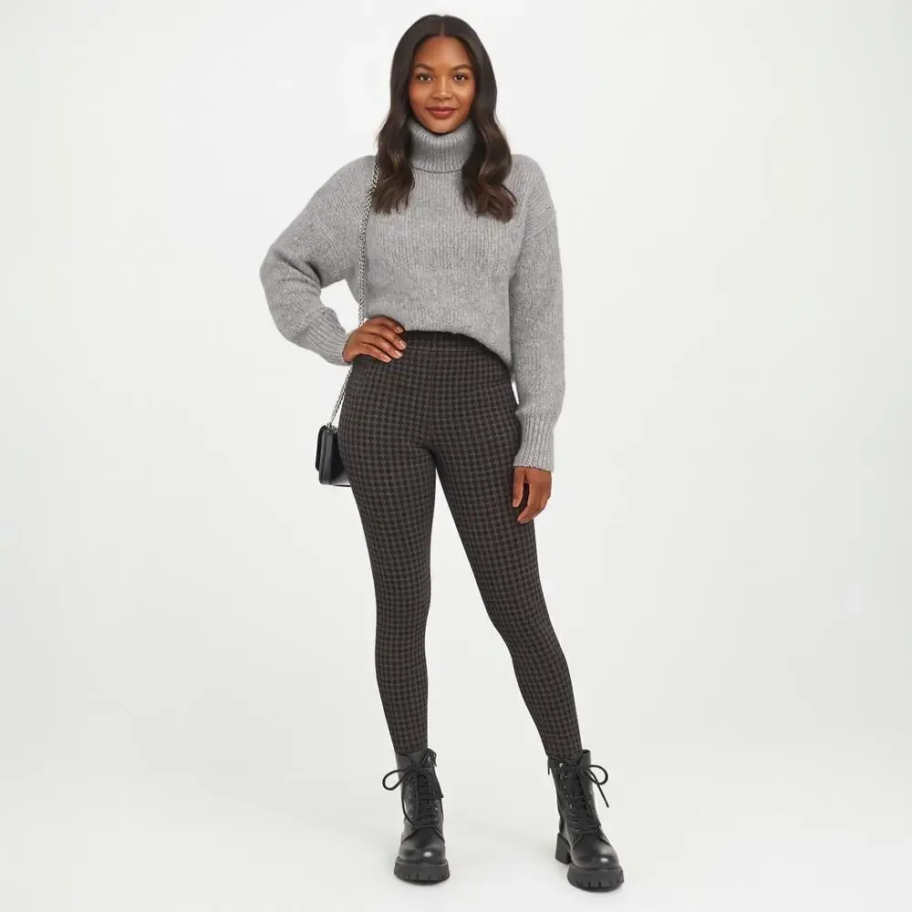 Spanx Ankle Jean-ish Leggings in Houndstooth Print Size M