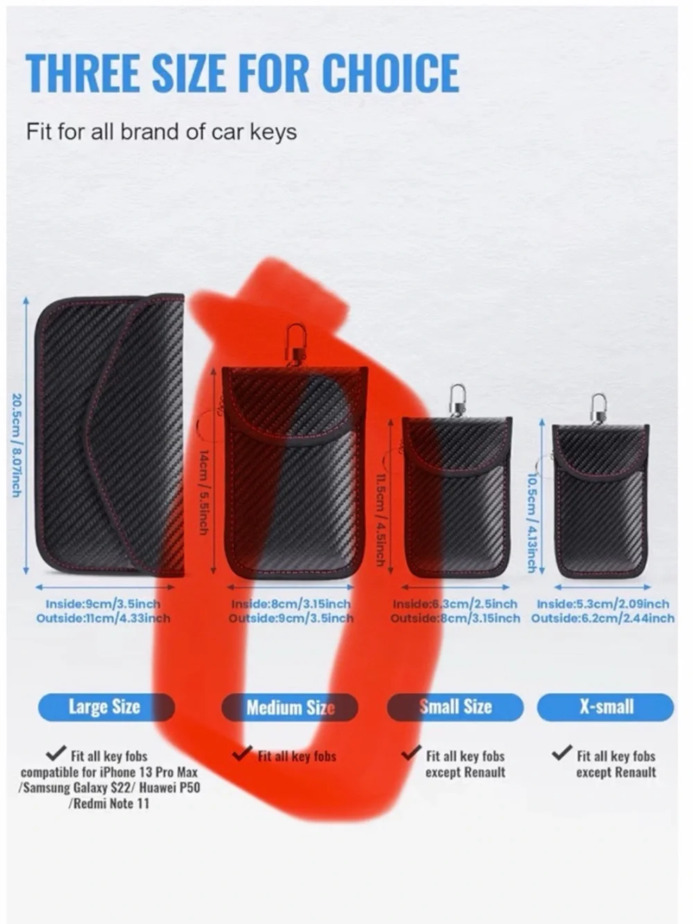 Faraday Pouches Car Fob‎ - RFID Signal Blocking Pack - Medium Size
