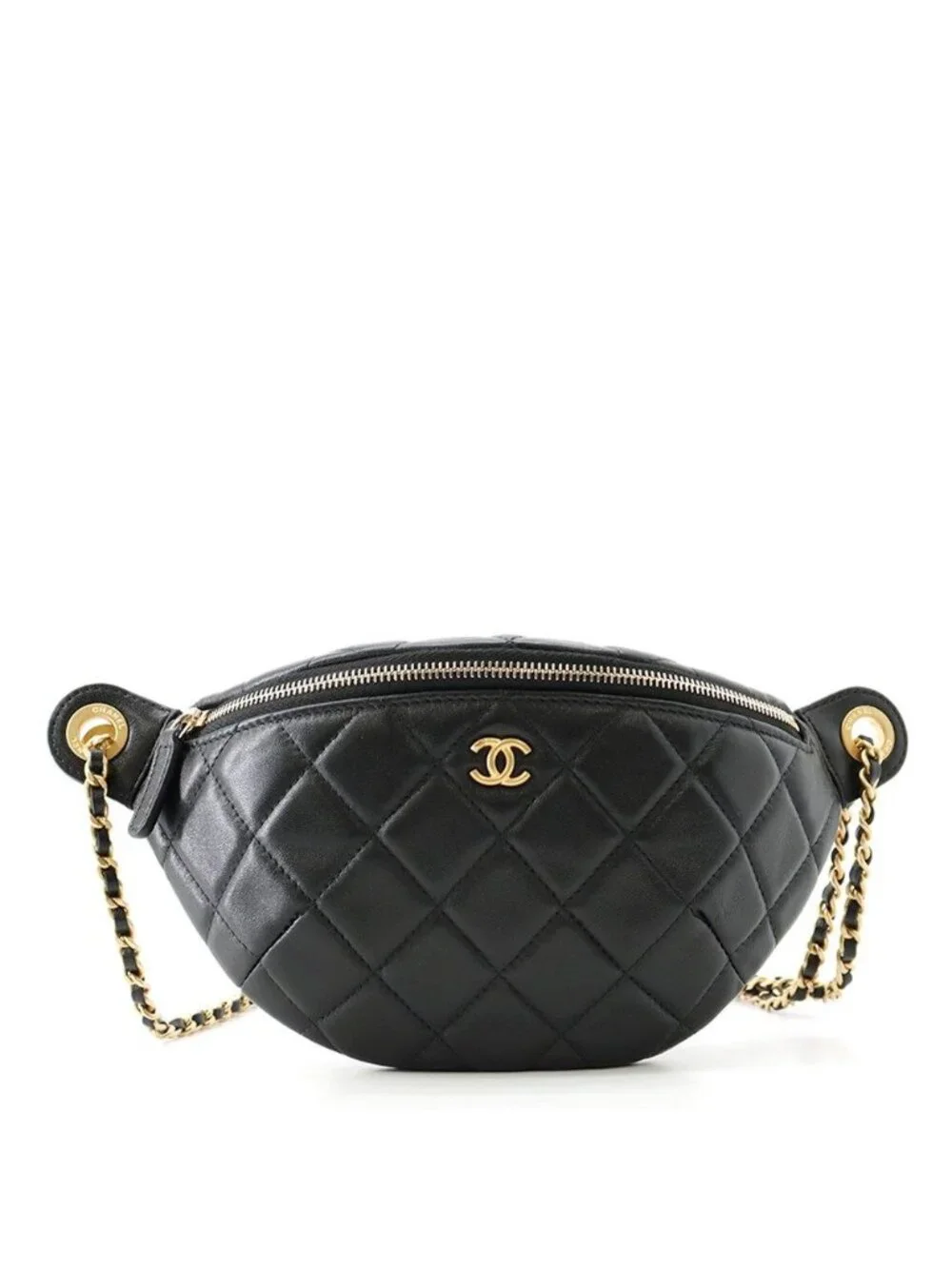 Chanel Belt Bag Quilted CC Logo Lambskin Coco Ball Black