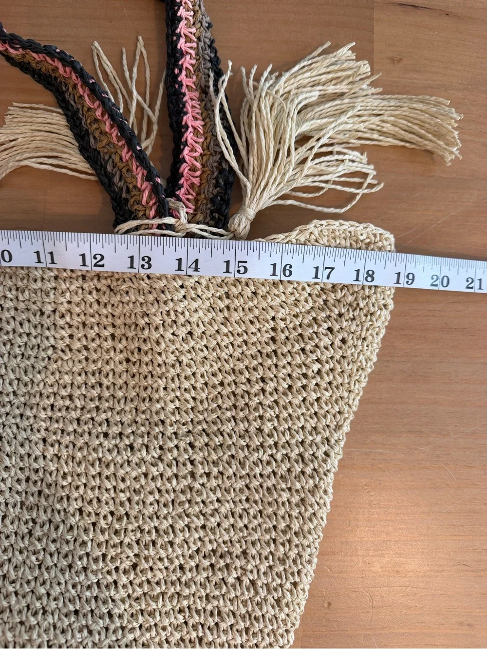 Haute Hippie Style Straw Knit Tote Bag Tassel Boho Beach Summer Shoulder Bag