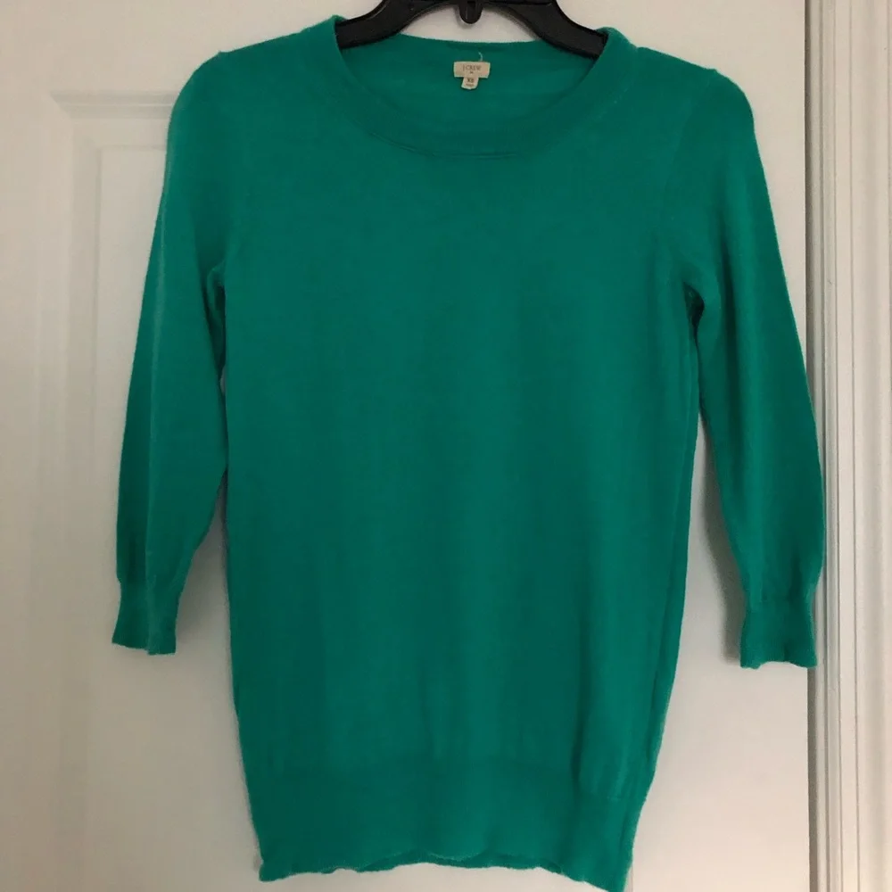 J. Crew Green 3/4 Length Sleeve Sweater