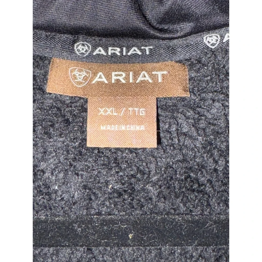 Ariat Mens XXL Bowdrie Charcoal Gray Sherpa Lined Full Zip Fleece Jacket