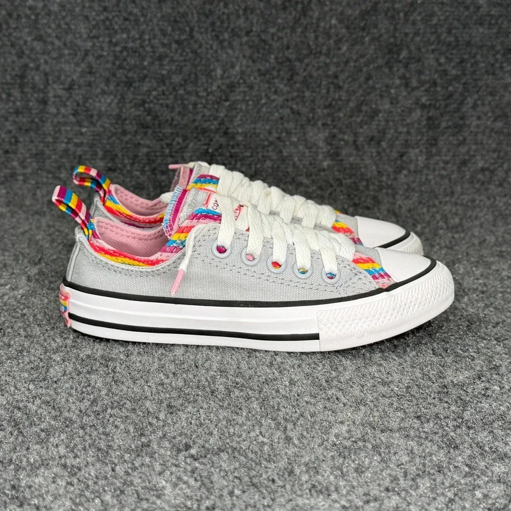 Converse All‎ Star Sneakers Girl's 11 Wolf Grey Rainbow Double Upper Retro Shoes