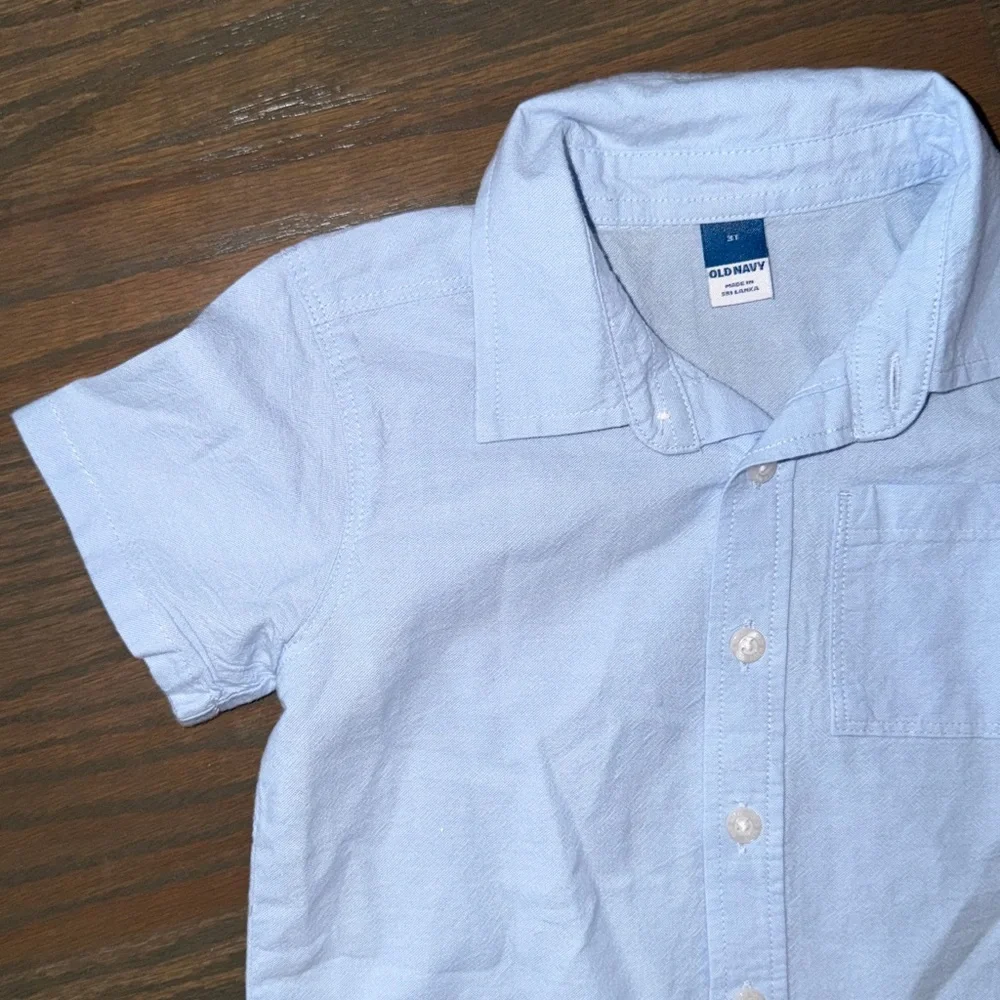 Old Navy Blue Short-Sleeve Oxford Shirt | 3T