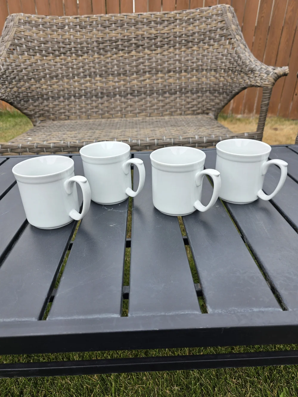 Williams Sonoma Pantry Essentials White Porcelain Coffee Mugs Set of 4 Oven Safe