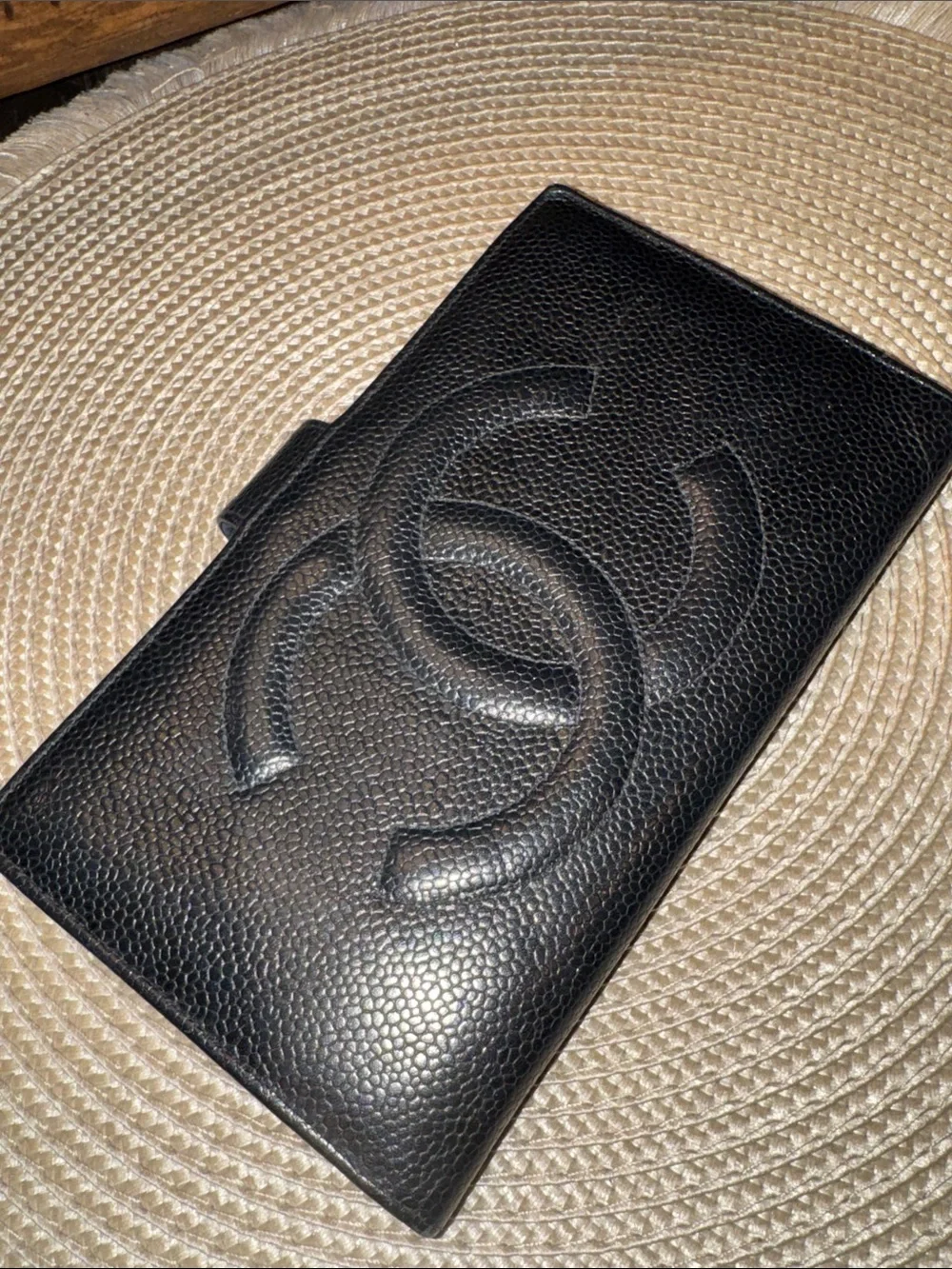 CHANEL Caviar Black Quilted CC Leather Wallet