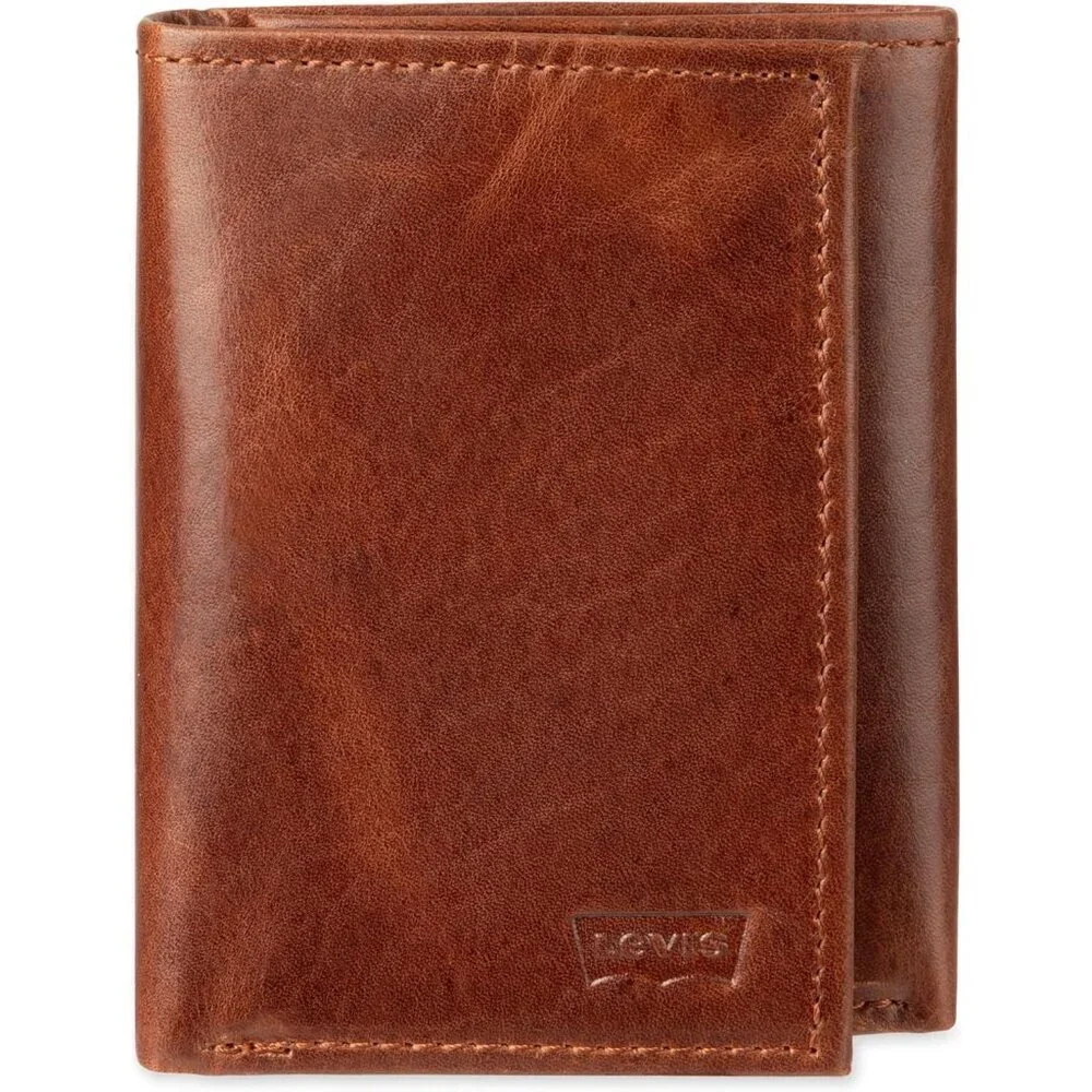 Men's Dark Tan Wallet Style Includes Window Credit Card Holder Designed