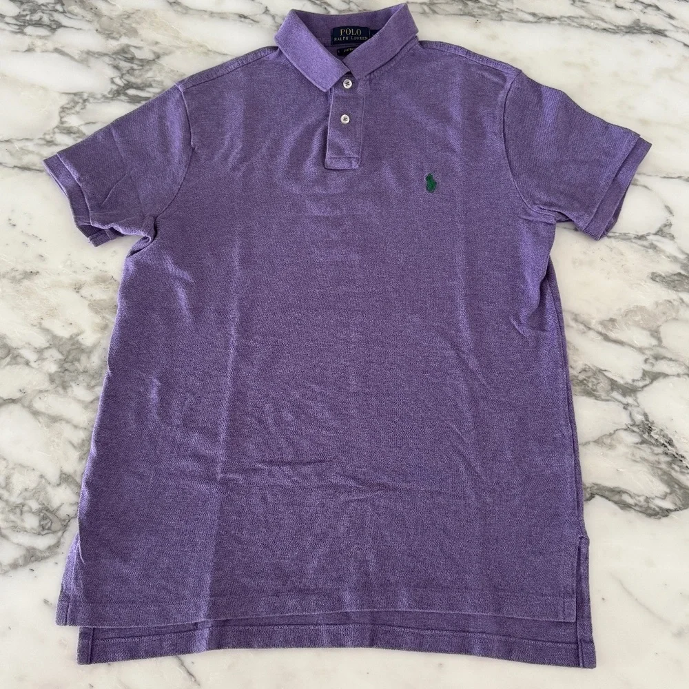 POLO Ralph Lauren Polo Shirt Mens Purple 100% ‎ Cotton, Med, custom fit