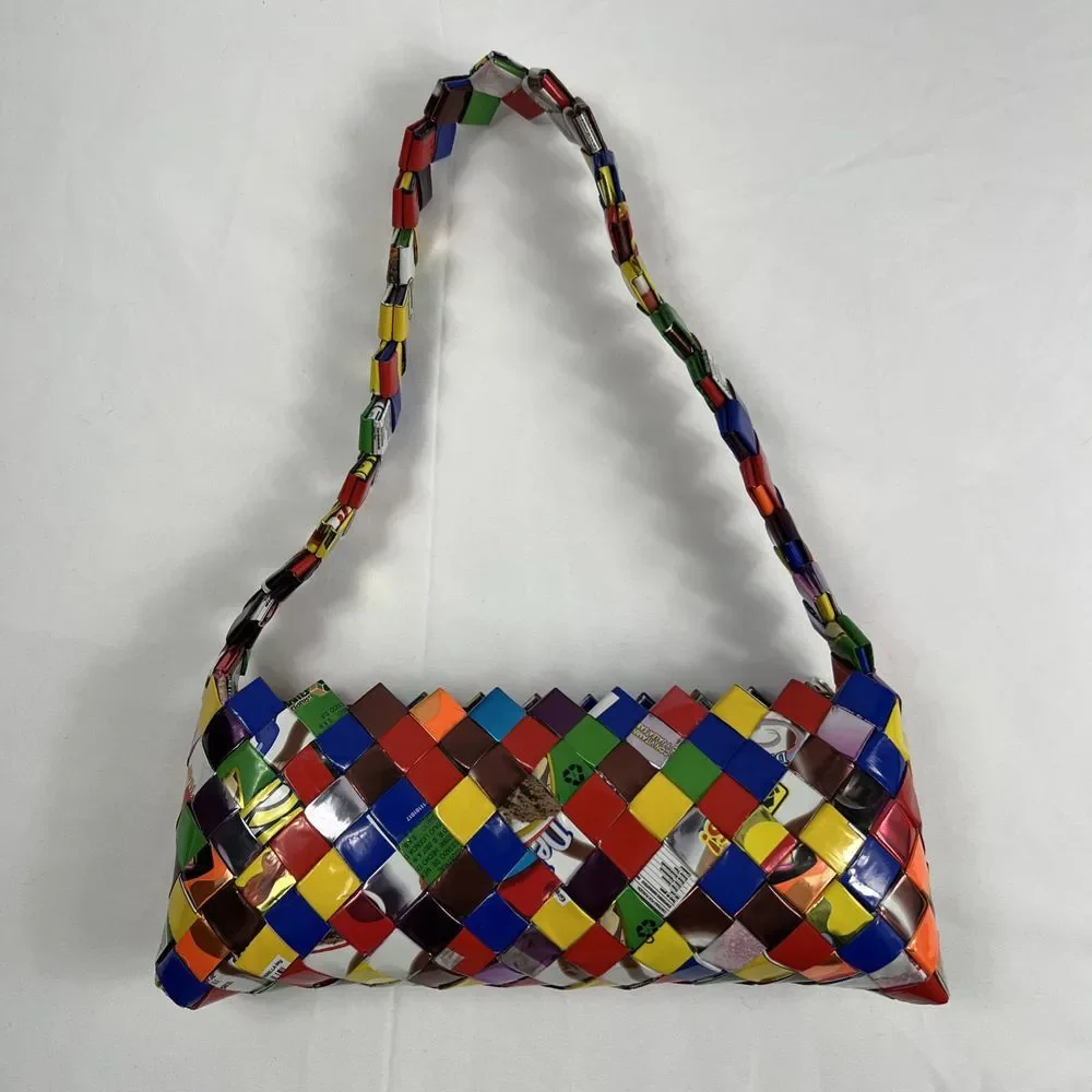 Candy Gum‎ Chips Wrappers Woven Womens Handbag With Zipper Collectible Vintage