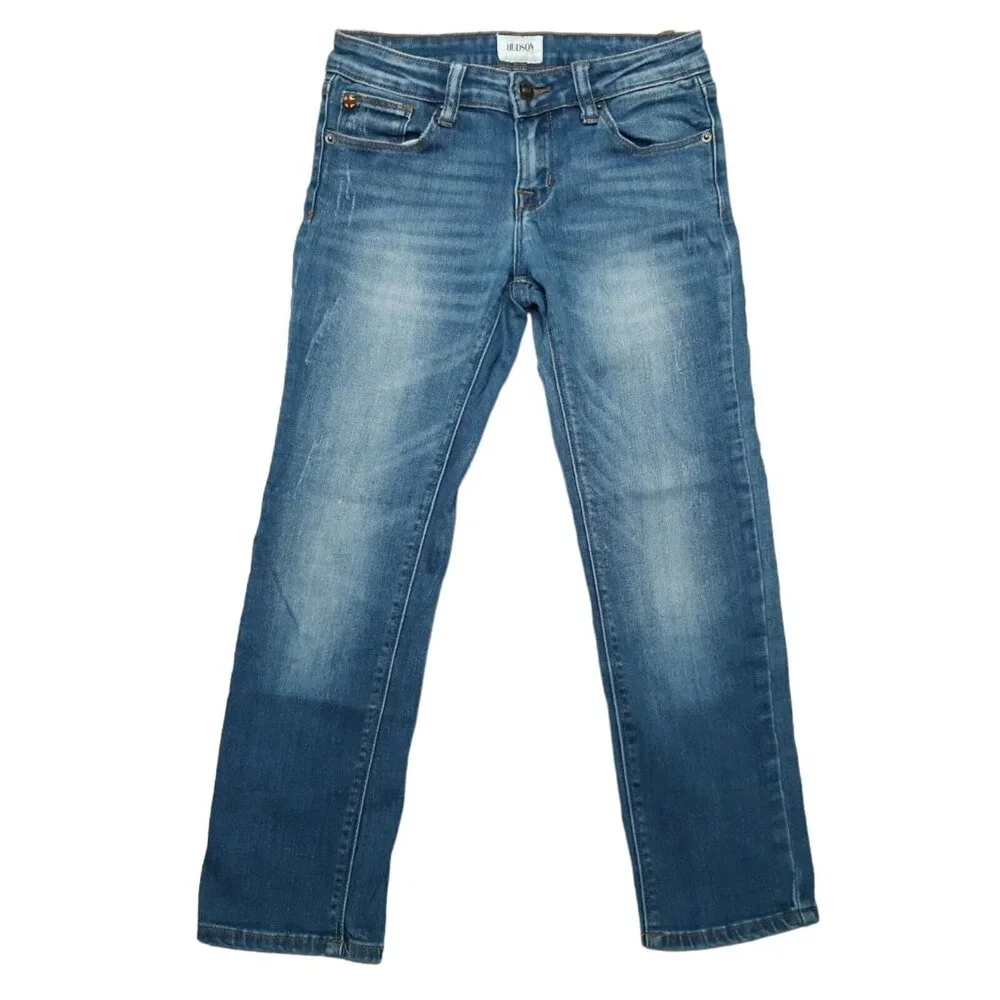 Hudson Jeans Girls 10 Blue Straight Leg Stretch Medium Wash 22 in Inseam‎