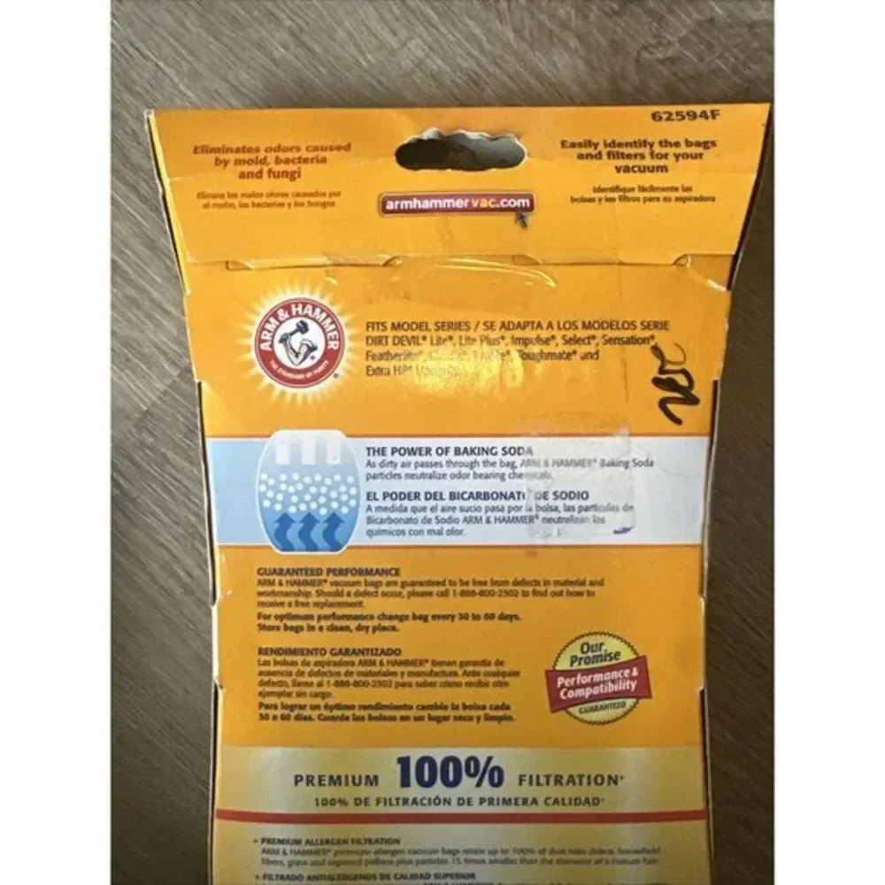 Dirt Devil D Arm & Hammer Odor Eliminating Vacuum Bags -‎ 3 BAGS  62594F