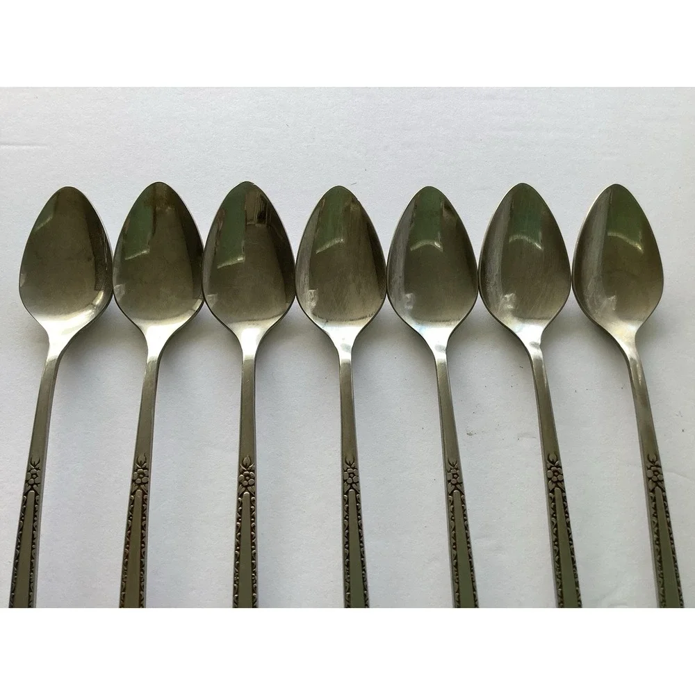 7 MCM Via‎ Roma Dinner Tea Spoons ONEIDA COMMUNITY Stainless Flatware