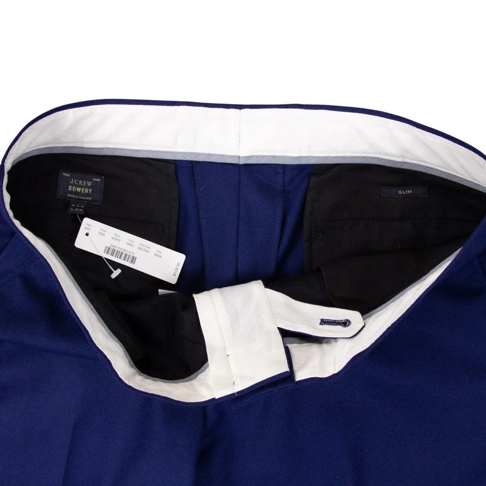 NWT J.Crew Bowery Slim Fit Wool Dress Pants Mens 34x34 Blue $128 MSRP