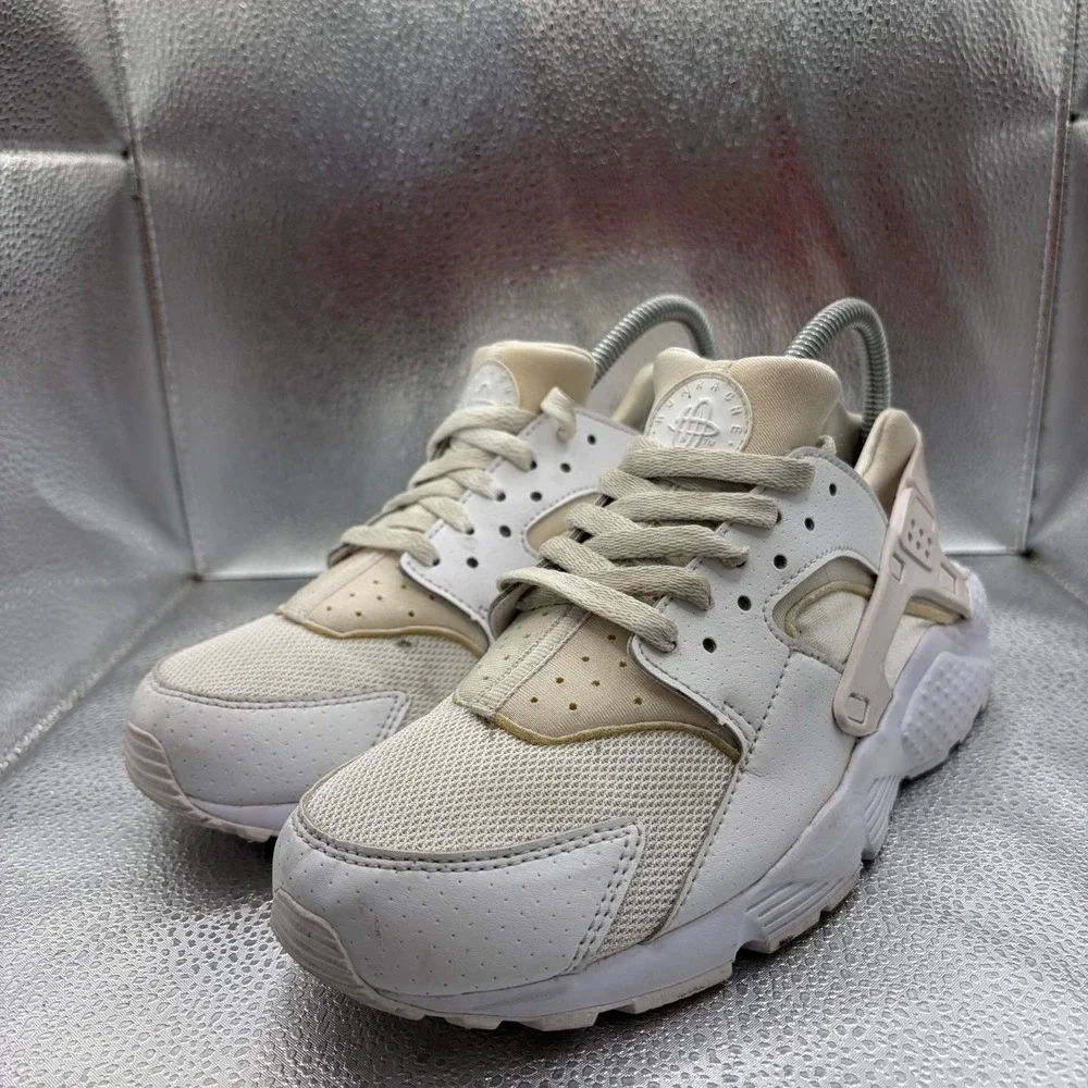 Size 7 (GS) Nike Huarache Run Low White Pure Platinum Kids Sneakers 654275-110