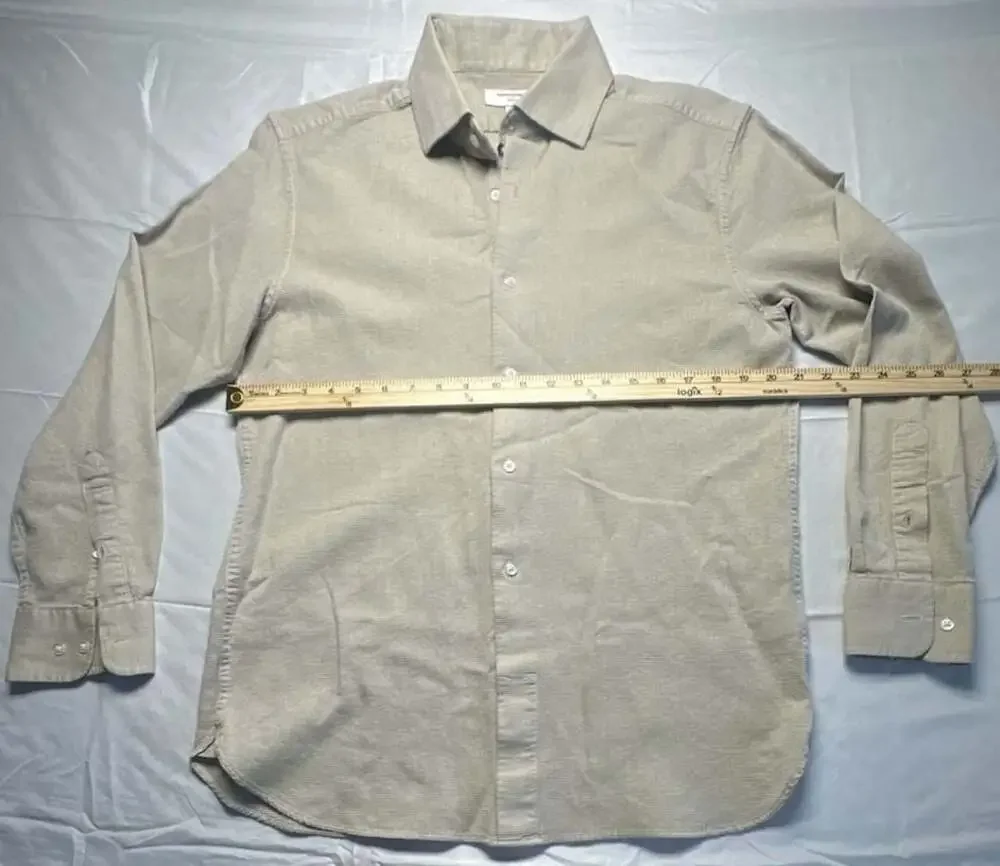 Banana Republic Men Slim Fit Beige Textured Long Sleeve Button Down Shirt Sz L