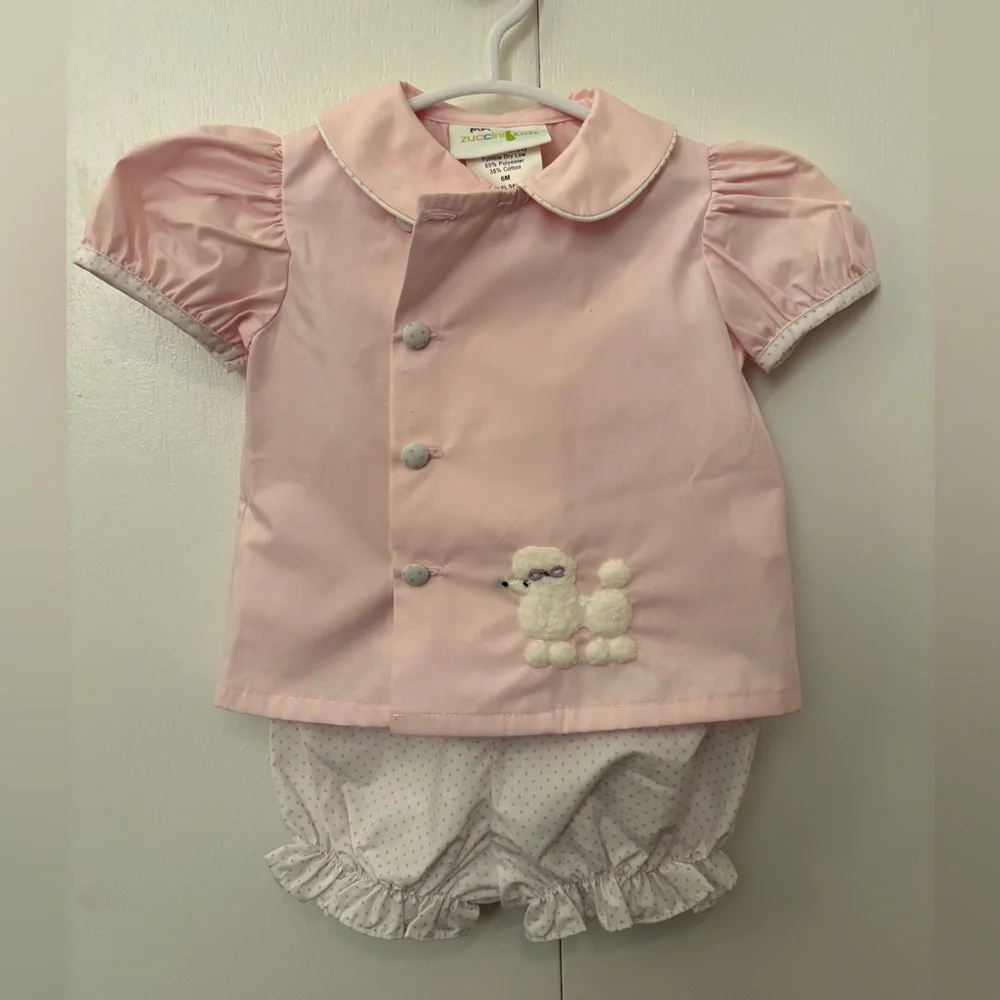 Petit Ami Pink Poodle Two-Piece Diaper Cover Set
