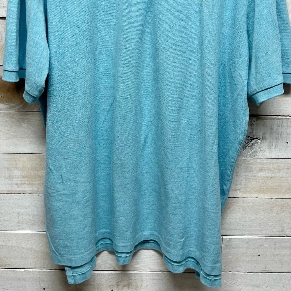 Polo Ralph Lauren Polo Shirt Mens 2XLT Blue Short Sleeve Collared‎ Yellow Pony