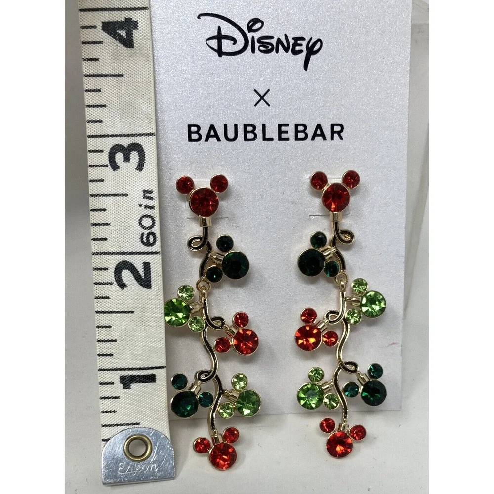 BAUBLEBAR X DISNEY Red & Green Mickey Christmas String Lights Dangle Earrings‎