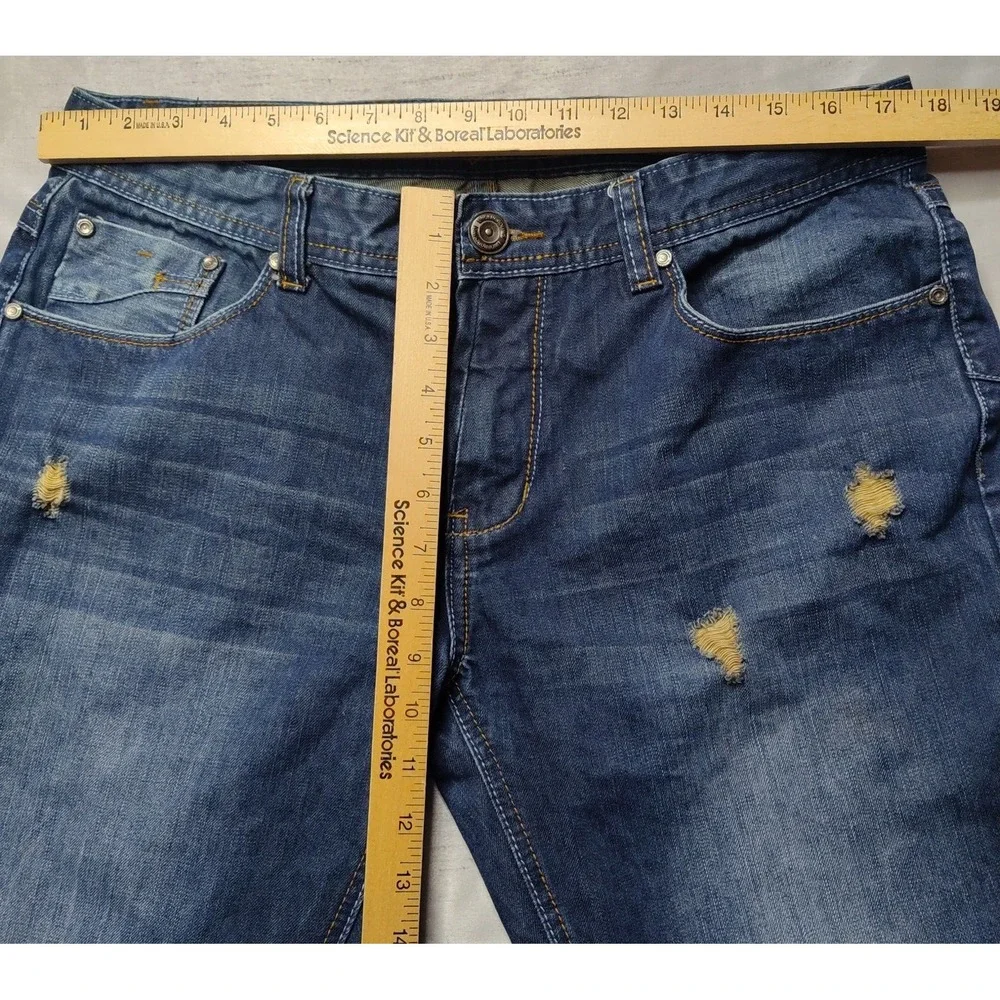 UNDERGROUND INDUSTRY Men 36X34 Distressed Denim Designer‎ Blue Jeans