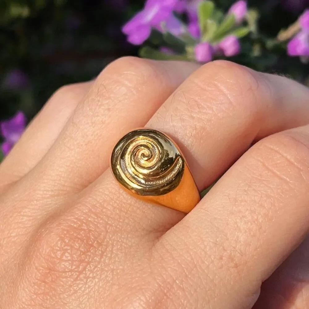 New! “Madrid” Engraved Swirl Chunky Gold Ring