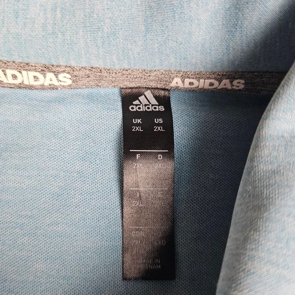 Adidas Advantage Novelty Polo Shirt Men 2XL Light Blue Heather Golf Short Sleeve