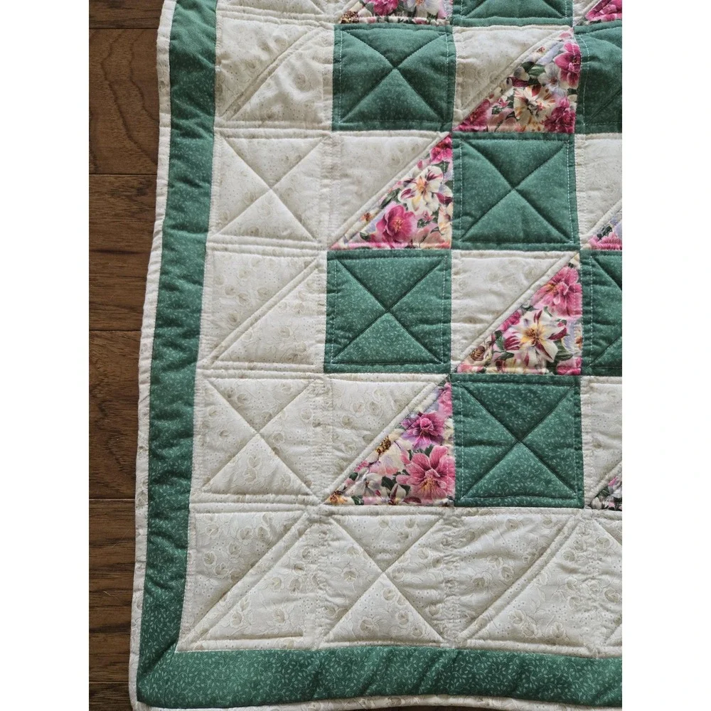 Mini Quilt Wall Hanging Baby Hand Made Stitched 38.5