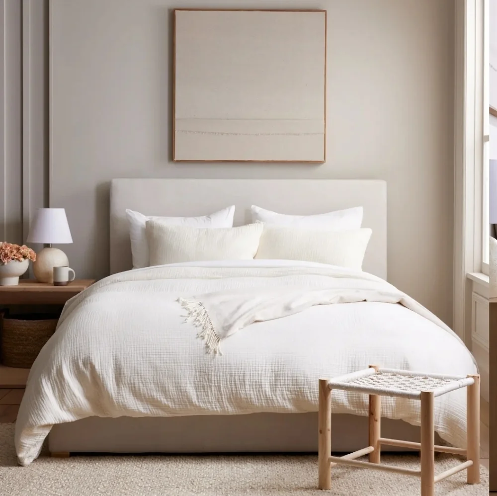 Quince Organic Cotton Airy Gauze Undyed Duvet Cover Set! King/ Cal King (756)