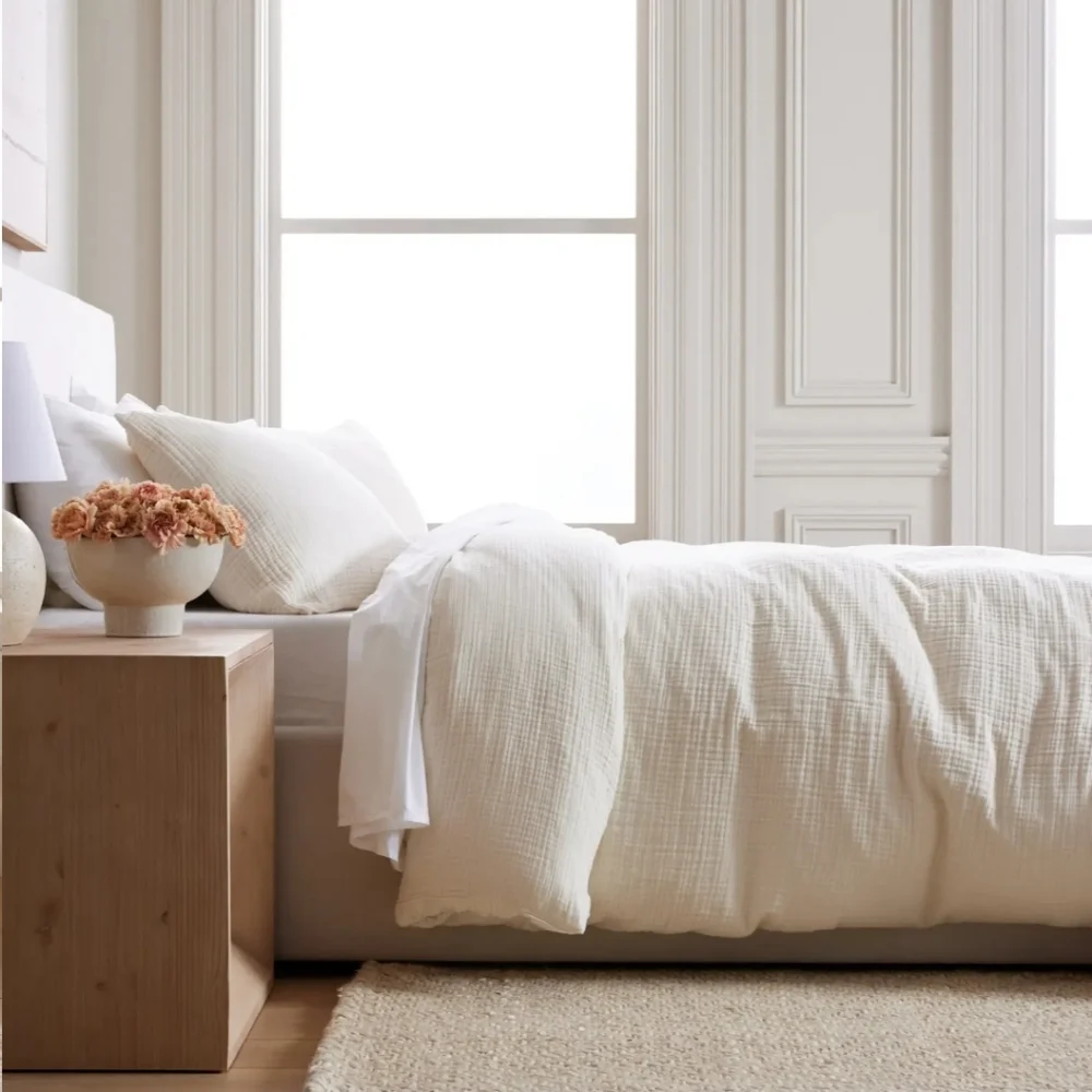 Quince Organic Cotton Airy Gauze Undyed Duvet Cover Set! King/ Cal King (756)
