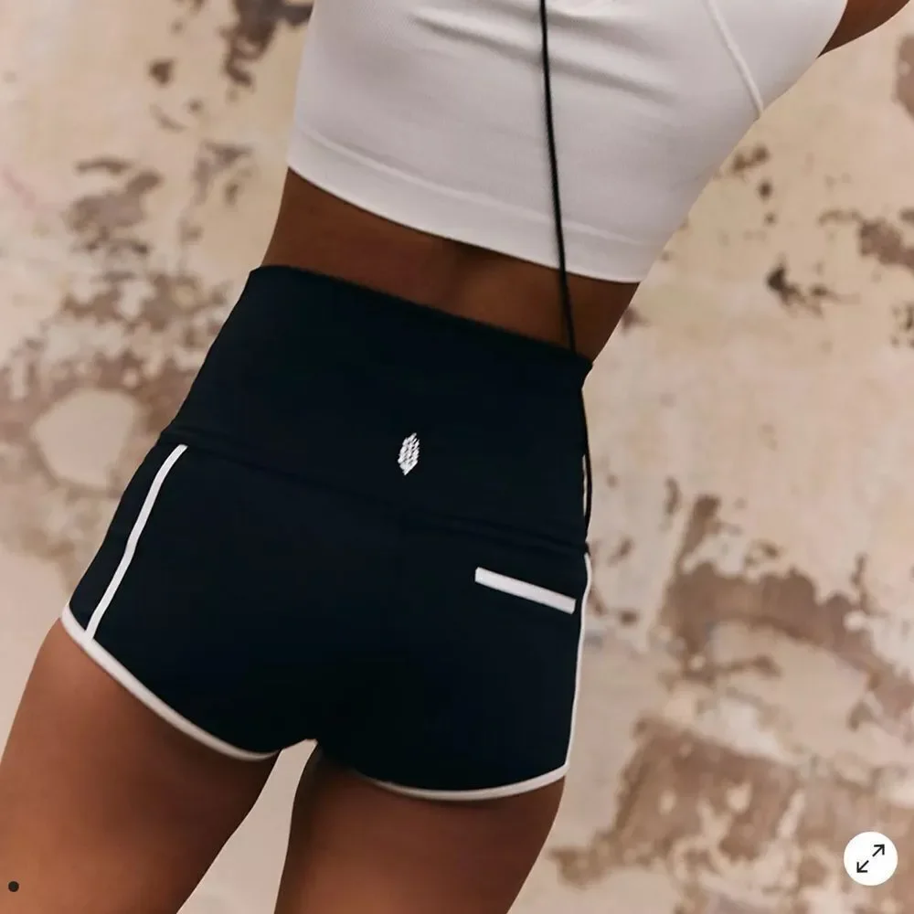 NWOT Free People Island Shorts Ultra High Rise Cheeky Black Pocket Compression