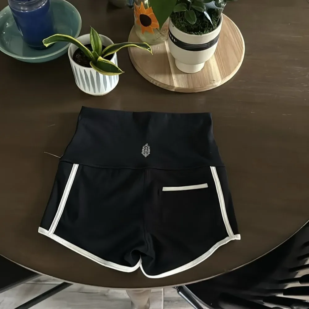 NWOT Free People Island Shorts Ultra High Rise Cheeky Black Pocket Compression