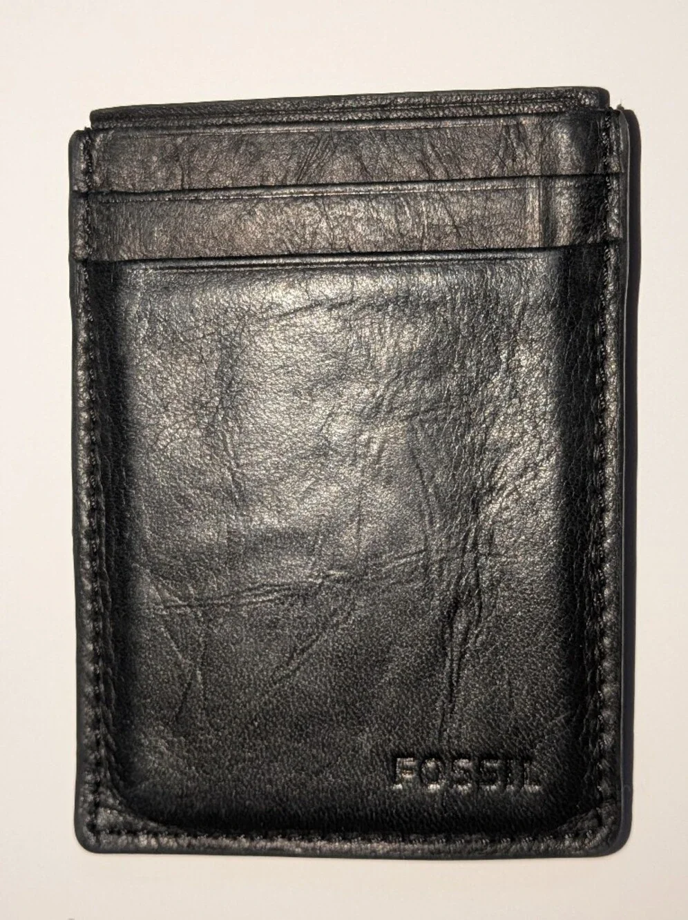 Fossil Black Leather Slim Magnetic Card Sleeve