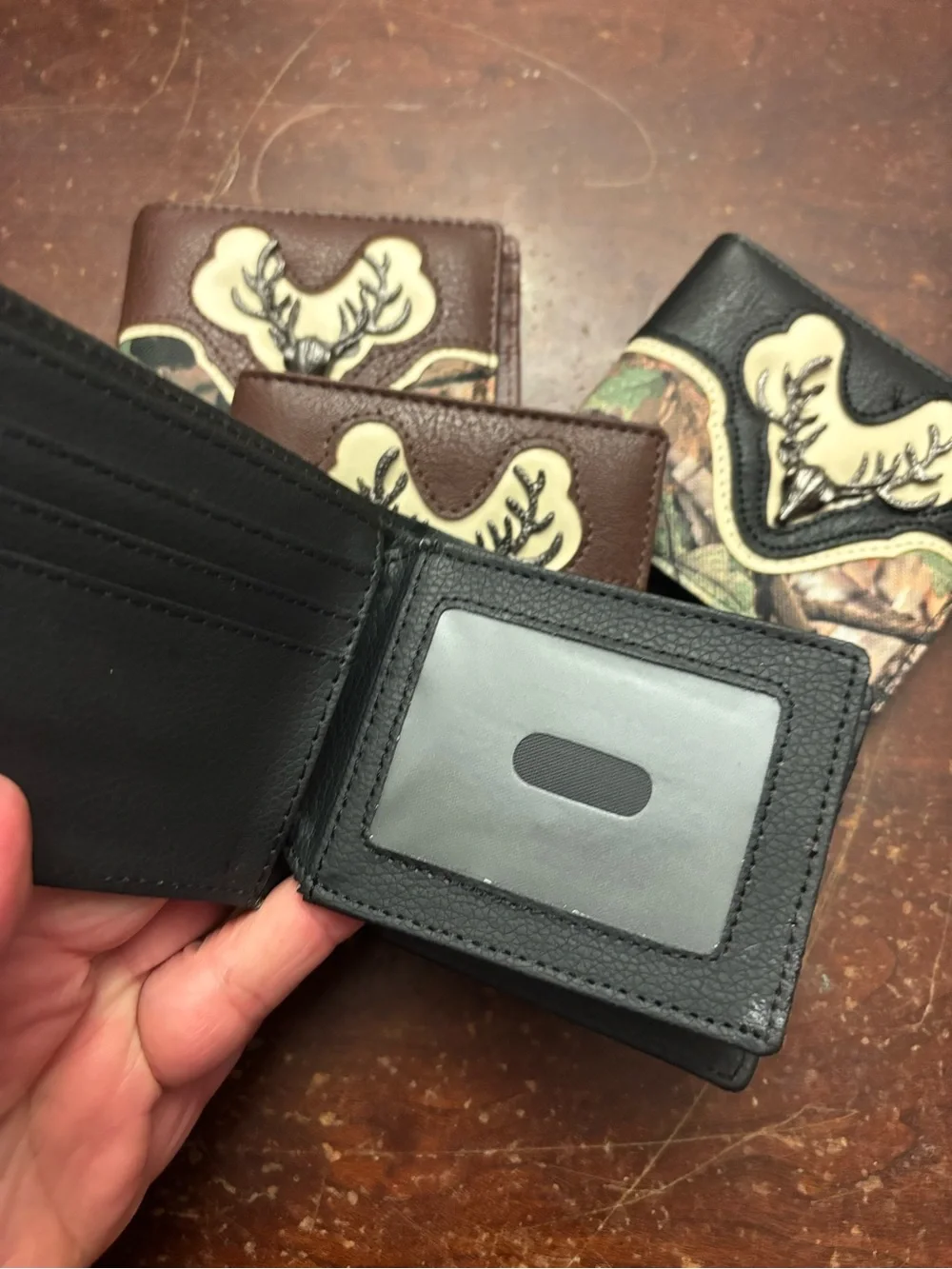 4 mens wallet bi fold credit cards camo deer hunting brown black
