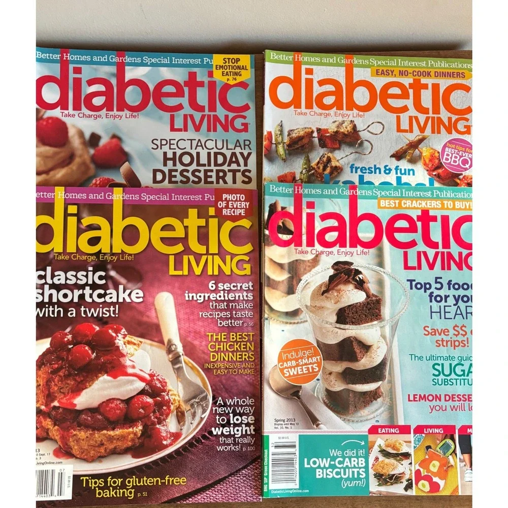 Lot of 4 Diabetic Living‎ Magazines 2013 Spring Summer Fall Winter BHG Recipes