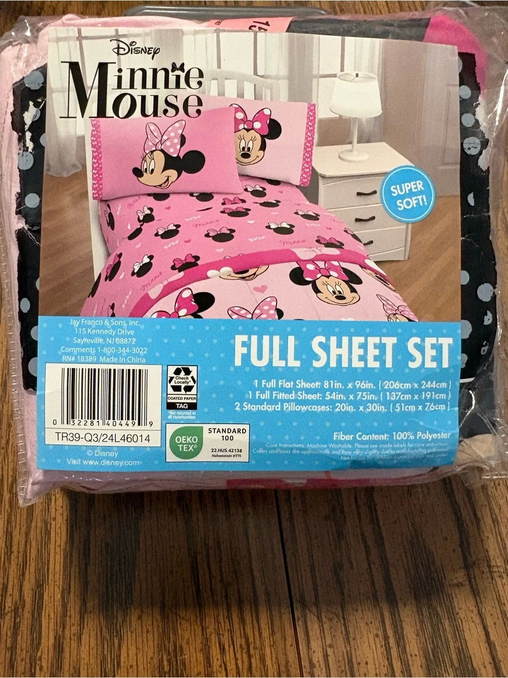 Brand new Disney Minnie Mouse Pink and Black Full Sheet Set