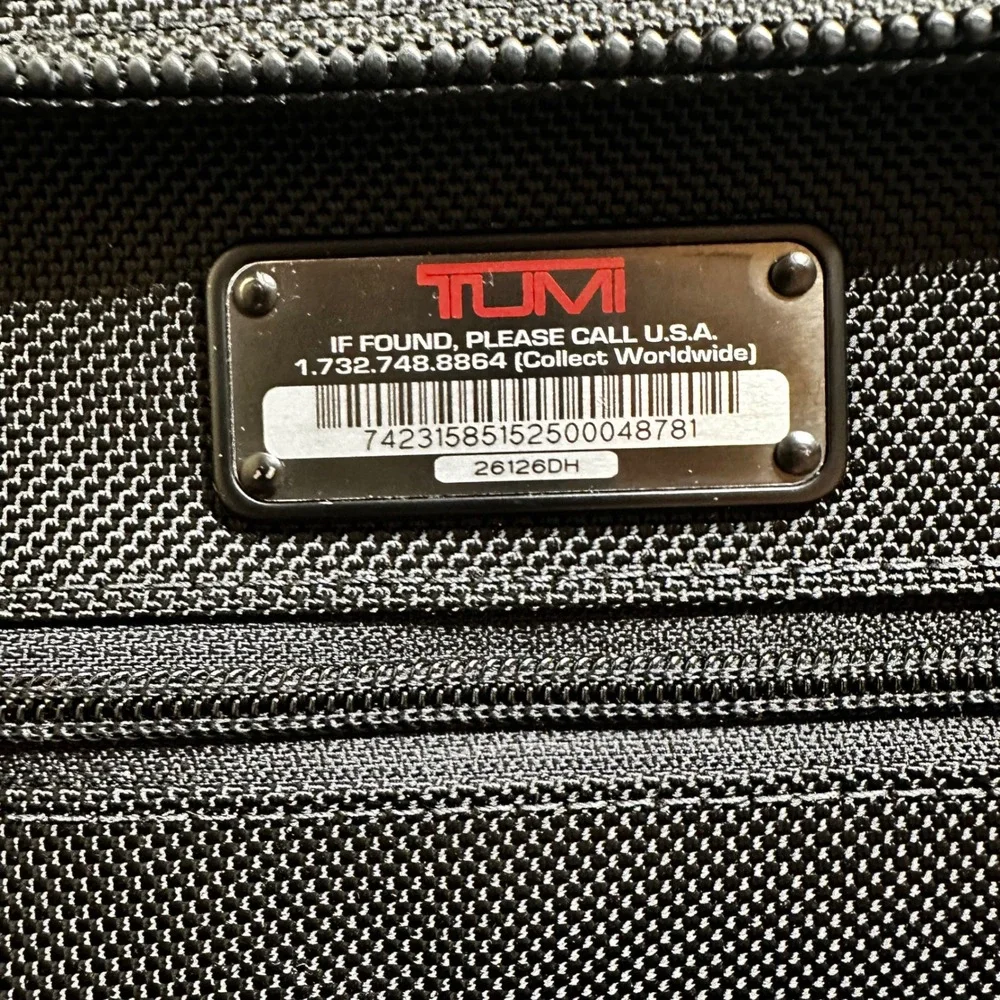 TUMI Alpha Black Ballistic Nylon Office Expandable Carry-On Roller Bag 26126DH