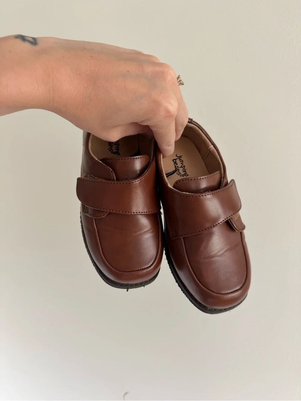 Jumping Bean Boys Brown Leather Velcro Loafers