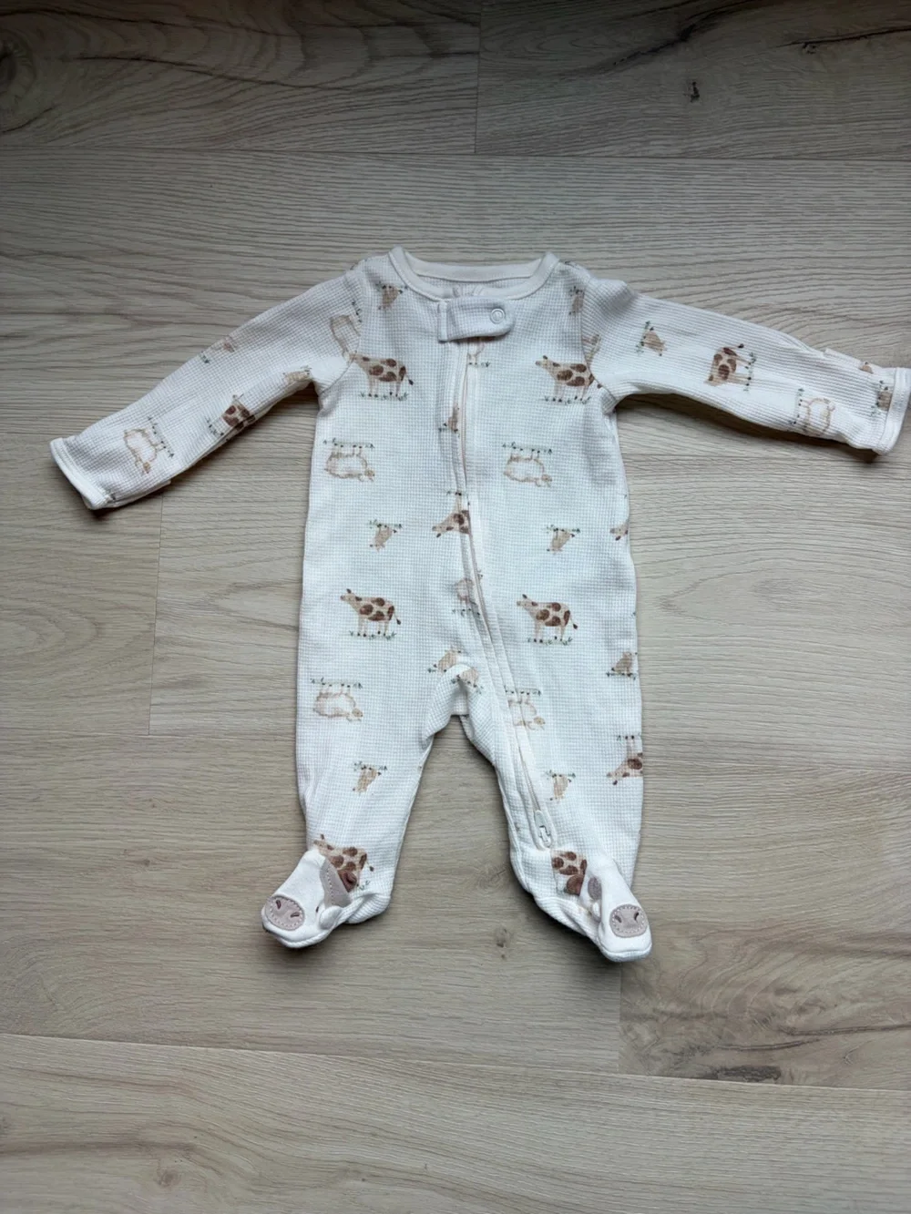 Carter's White Fram print Print Waffle Footed Pajamas