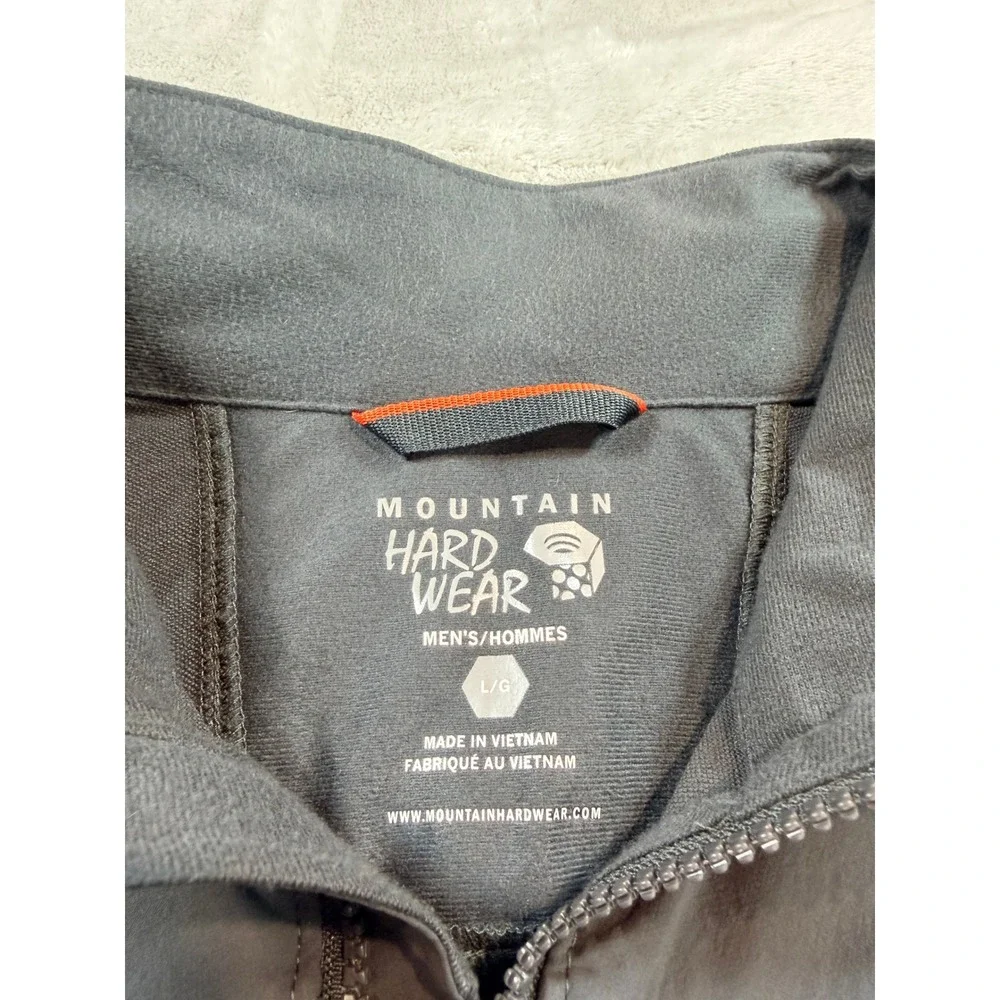 Mountain Hardwear Mens Full Zip Softshell Windbreaker Jacket Gray Size Large